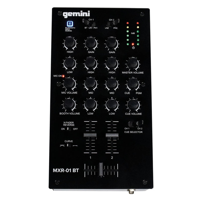 Gemini 2-Channel Professional DJ Mixer with Bluetooth Input - MXR-01BT