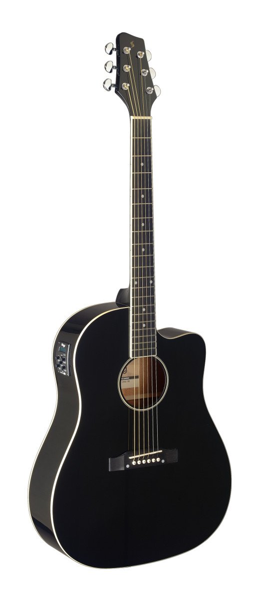 Stagg Cutaway Acoustic Electric Dreadnought Guitar - Black - SA35 DSCE-BK