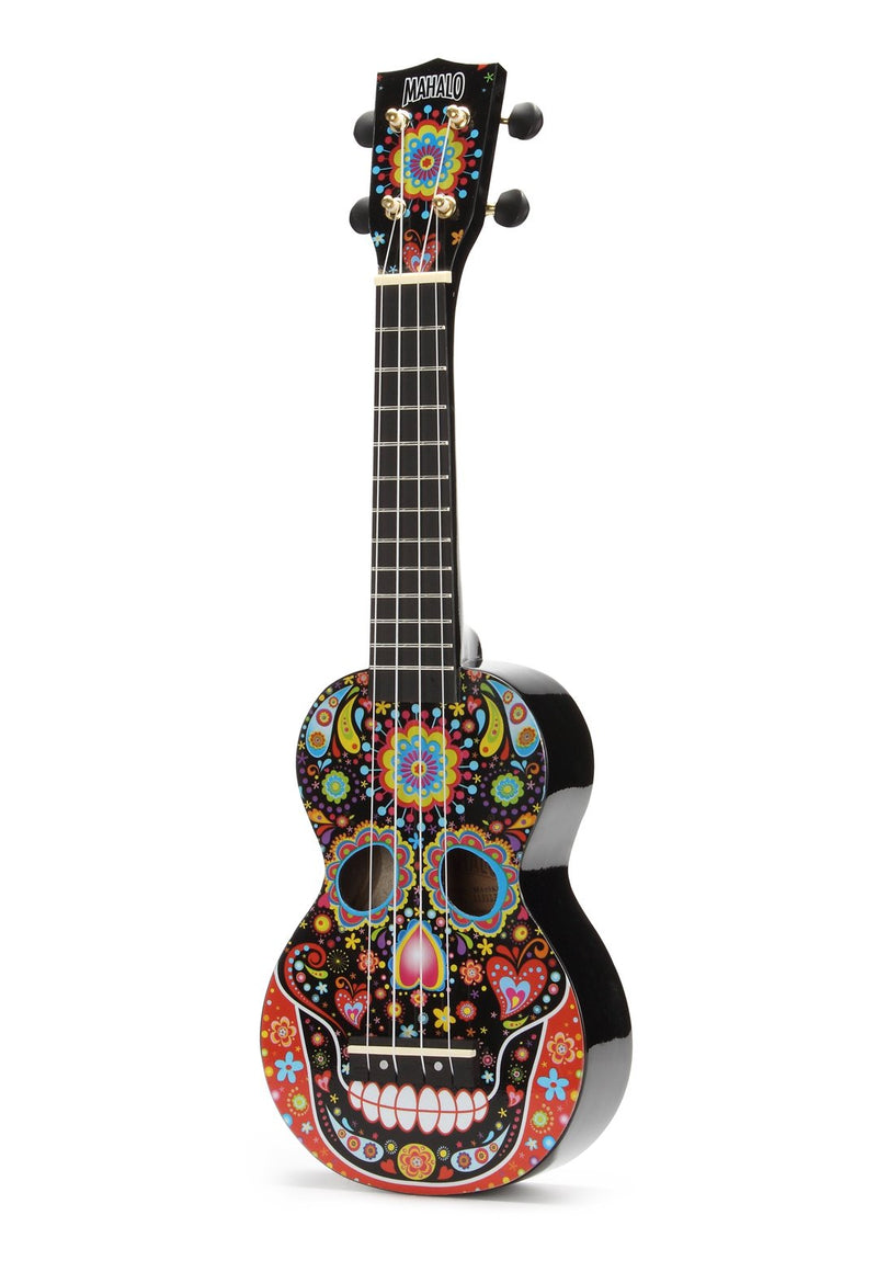 Mahalo Art Soprano Ukulele - Day of the Dead Graphic - MA1-SKBK