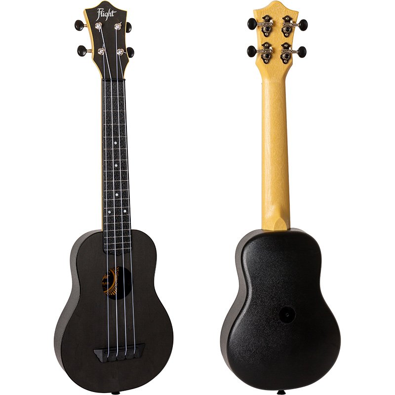 Flight Travel Concert Neck Soprano Ukulele w/ Gig Bag - Black - TUSL-35 BK