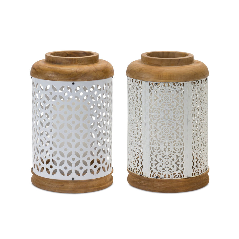 Geometric Punched Metal Lantern (Set of 2)