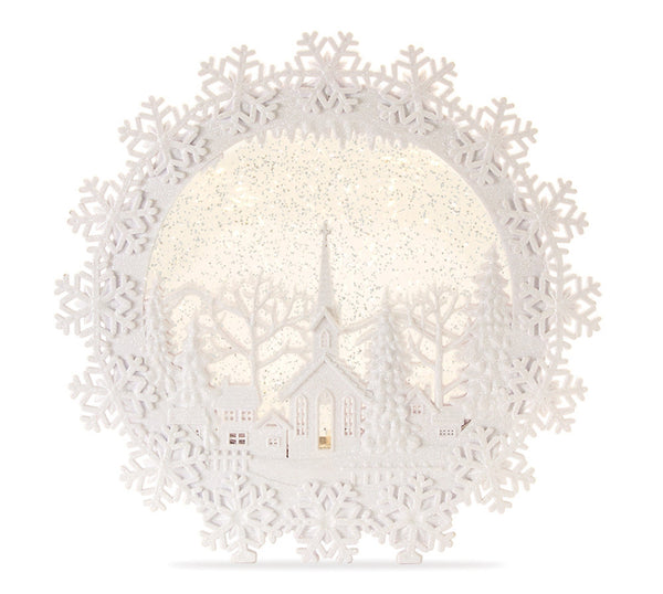 LED Church Scene Snow Globe 12.25"H