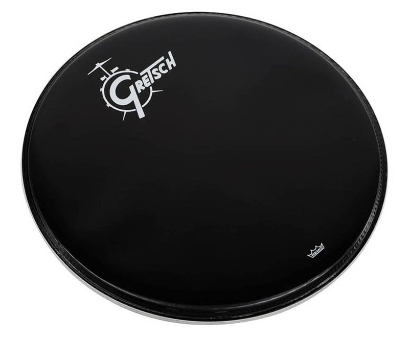 Gretsch 24" Black Resonate Bass Drum Head with Ring - Center Logo - G5528ER