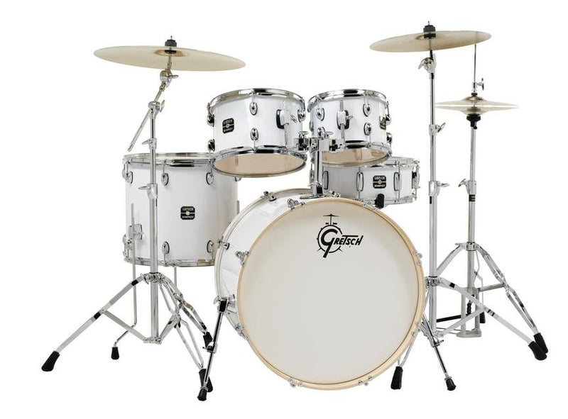 Gretsch Energy 5 Piece Drum Kit w/ Hardware & Set of Zildjian Cymbals White