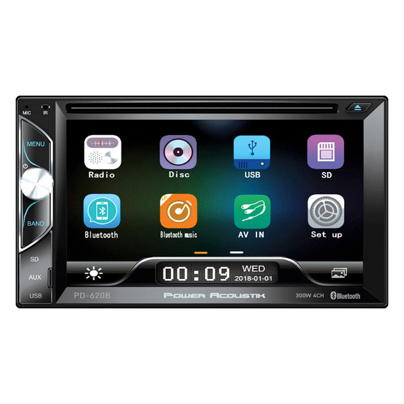 Power Acoustik 6.2" Double Din DVD Receiver Bluetooth & USB PD-620HB