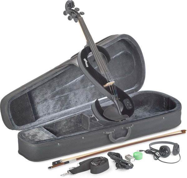 Stagg S-shaped 4/4 Electric Viola Set w/ Case & Headphones - Black - EVA 4/4 BK