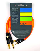 Cordial 10' Hi-Flex DJ Dual - RCA to 1/4″ TS - Neon Orange - CEONDJPLUG-RCA3O