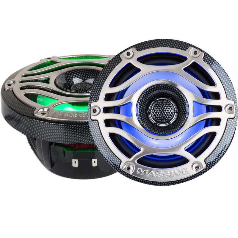 Massive Audio T65S 6.5" 160 Watts Marine Coaxial LED Speakers - Pair