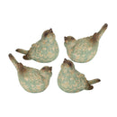 Rustic Green Terra Cotta Bird Figurine (Set of 4)