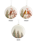 Glass Cardinal Pine Tree Disc Ornament (Set of 12)