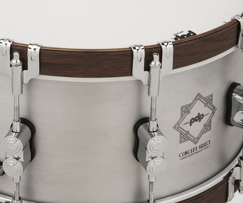 PDP Concept Select 6.5x14" Aluminum Snare Drum w/ Walnut Hoops - PDSN6514CSAL