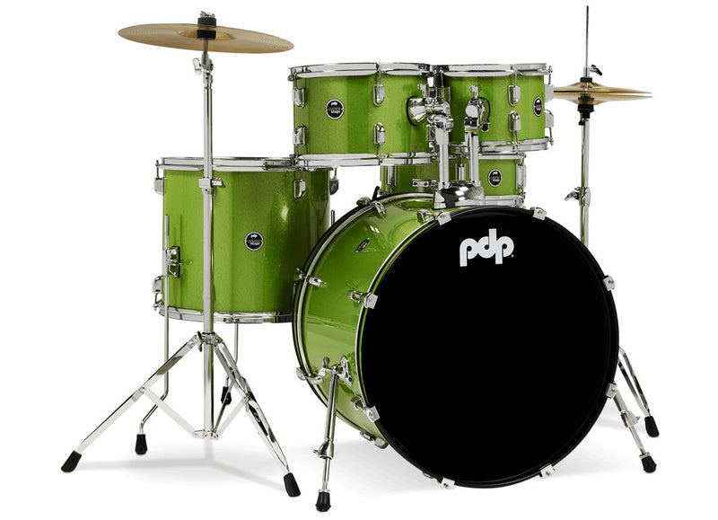 PDP Center Stage 5-Piece Full Drum Kit - 10/12/12/22/14 - Electric Green Sparkle