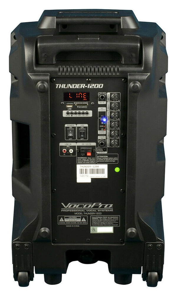 VocoPro 12" Powered Dj/Karaoke Speaker w/RGB Derby Light - Karaoke-Thunder-1200