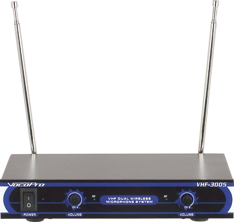 VocoPro VHF-3005-3 Dual Channel VHF Wireless Microphone System - VHF A, VHF B