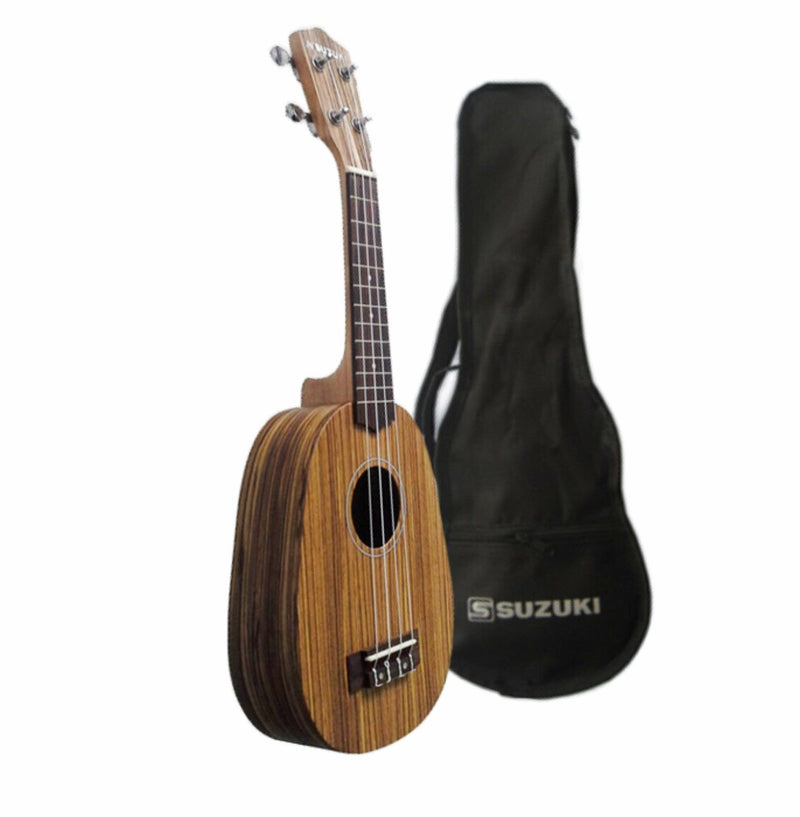 Suzuki Ukulele - 21" Soprano Zebrawood Pineapple Shape Ukulele with Free Gigbag