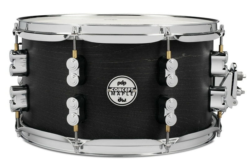 PDP Concept Series Black Wax Maple Snare 7x13 - Satin Black w/Chrome Hardware