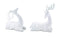 Modern White Stone Laying Deer Figurine (Set of 2)