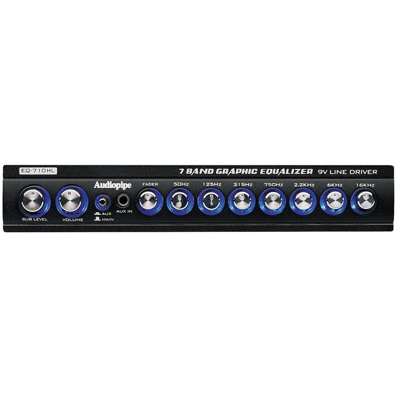 Audiopipe 7 Band Graphic Equalizer with HI/LO Converter 9V Line Driver EQ-710HL