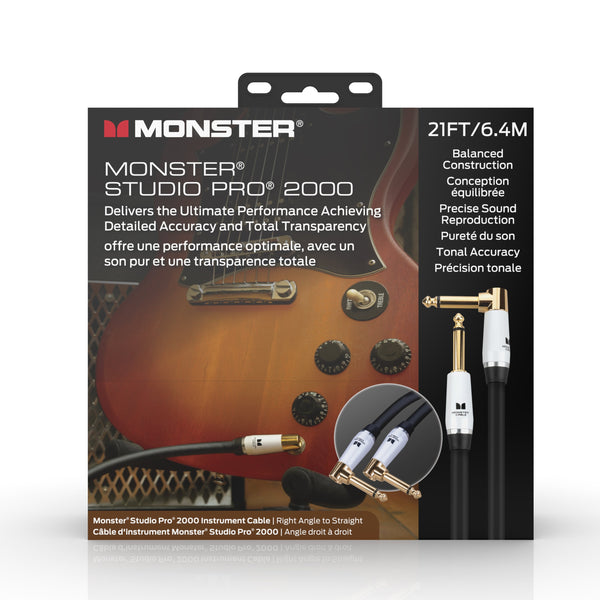 Monster Studio Pro 2000 21' Right Angle to Straight Instrument Cable