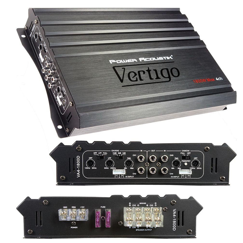 Power Acoustik Vertigo Series 4 Channel Amplifier 1800W Max VA4-1800D