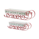 Wooden Sleigh with Pine Accents (Set of 2)