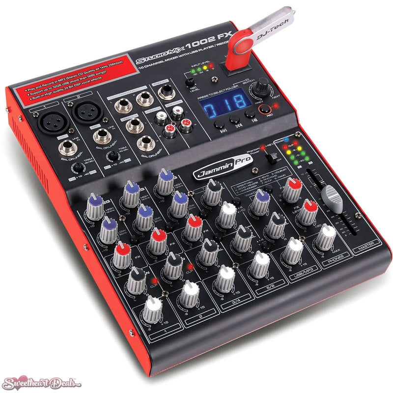 Jammin Pro StudioMix 1002 FX 10-Channel Mixer with USB Player Recorder