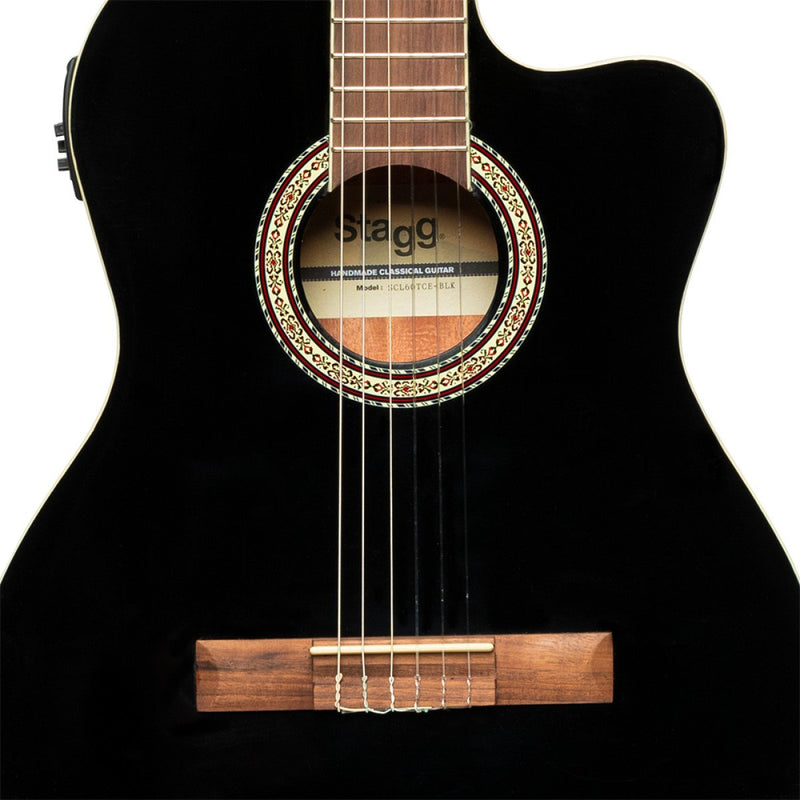 Stagg Thin Cutaway Acoustic Electric Classical Guitar - Black - SCL60 TCE-BLK