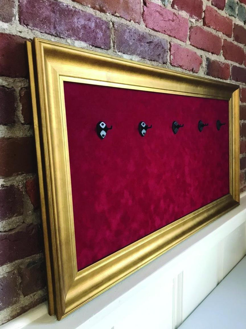 Axe Heaven 33 X 18 Mini Guitar Display Frame Red Suede Gold Frame - Holds 5