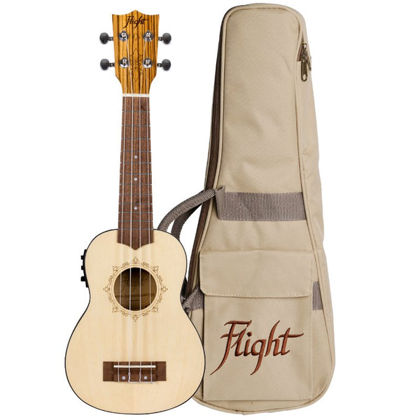 Flight Spruce & Zebrawood Electro-Acoustic Soprano Ukulele – DUS320 CEQ
