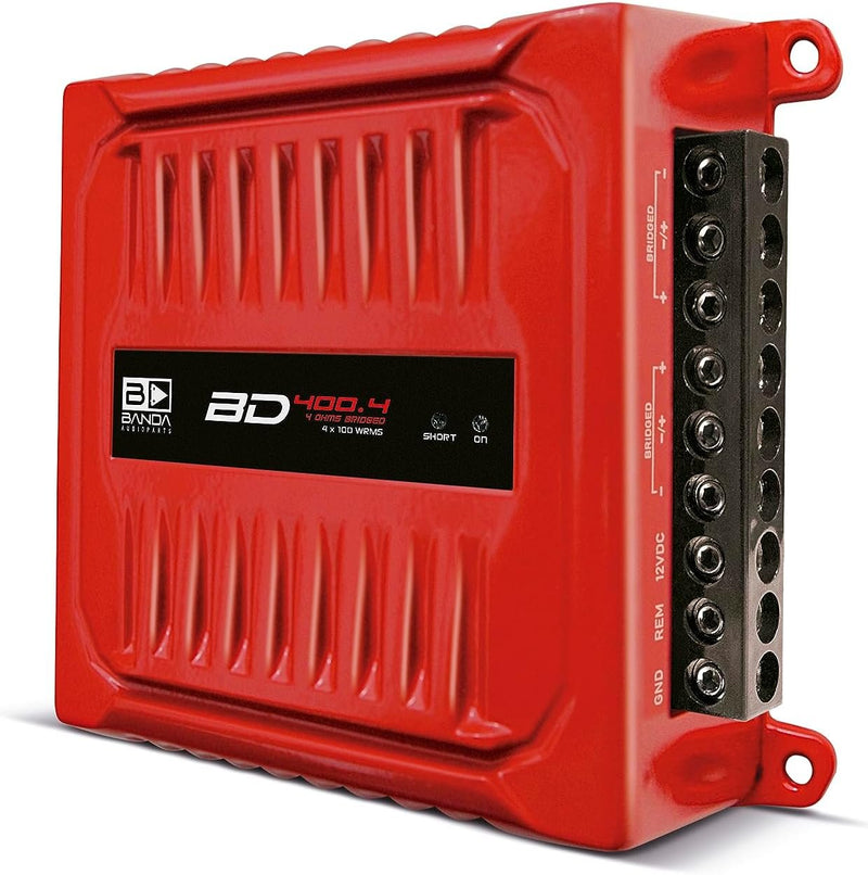 Banda BD400.4RED 4 Channel 4 x 100 Watt Car Audio Amplifier - Red