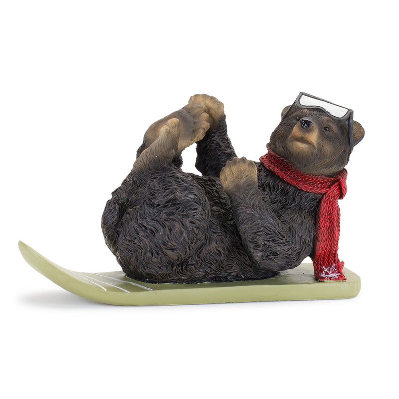 Black Bear Figurine with Snow Board Accent (Set of 3)