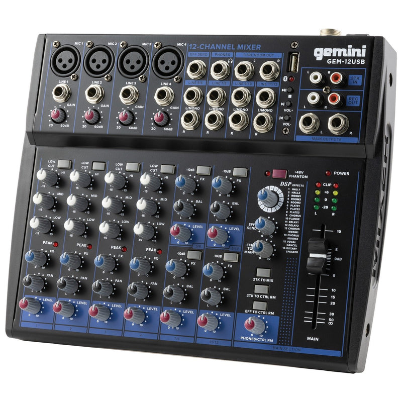 Gemini Compact 12-Channel Bluetooth Mixer - GEM-12USB