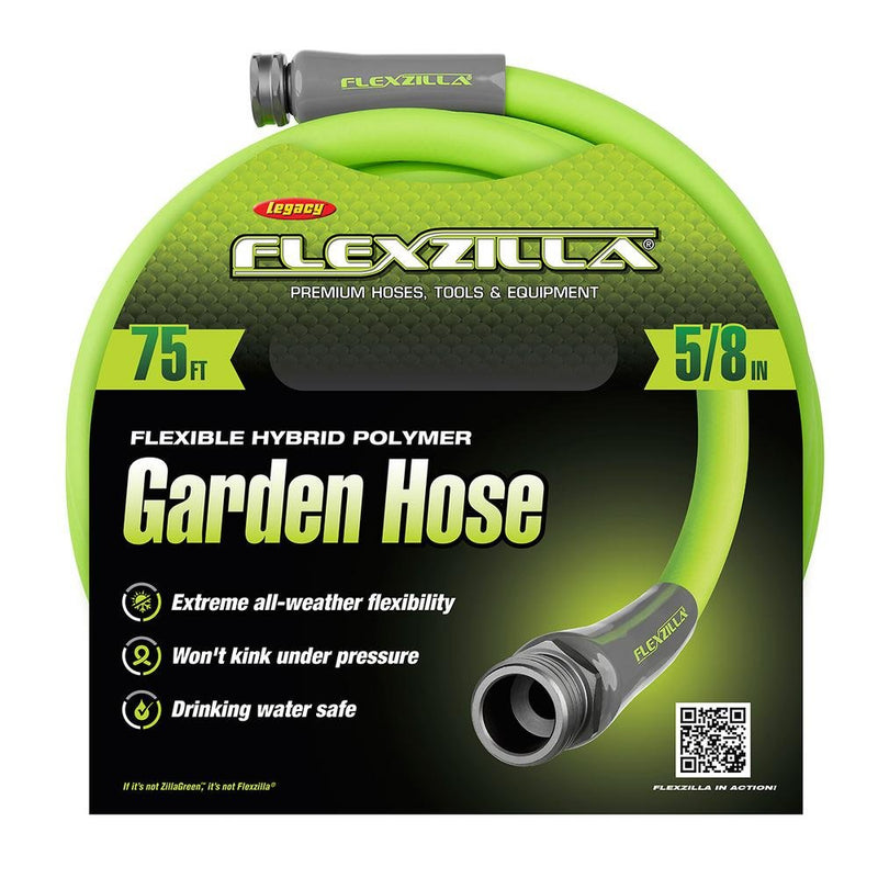 Flexzilla Garden Hose 5/8in x 75ft 3/4in   11 1/2 GHT Fittings HFZG575YW