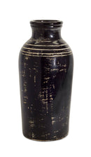 Distressed Black Ceramic Vase with Ivory Accent 17.5"H