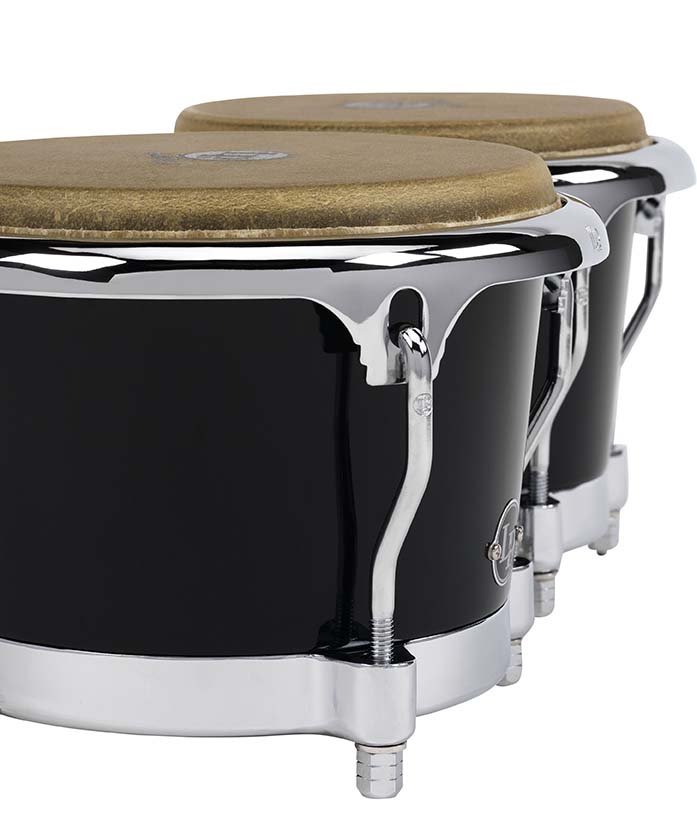 Latin Percussion LP200XF-BK 7 1/4" & 8 5/8" Fiberglass Bongos - Black w/ Chrome