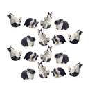 Black and White Playful Rabbit Figurine (Set of 16)