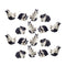 Black and White Playful Rabbit Figurine (Set of 16)