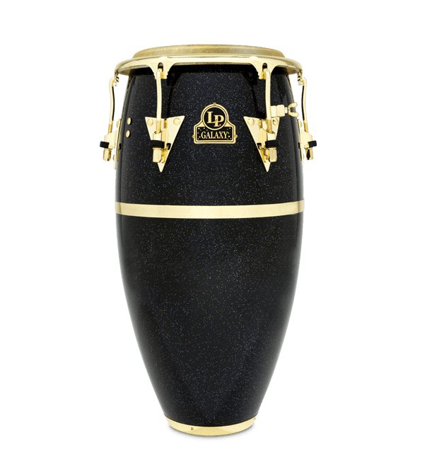 LP Galaxy Fiberglass 11 3/4" Conga - Speckled Black with Gold Trim - LP809Z