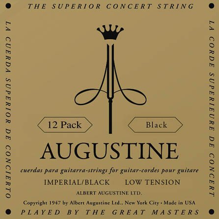 Augustine 12PK Imperial/Black Low Tension Nylon Guitar Strings - HLSETIMPBLACKPK