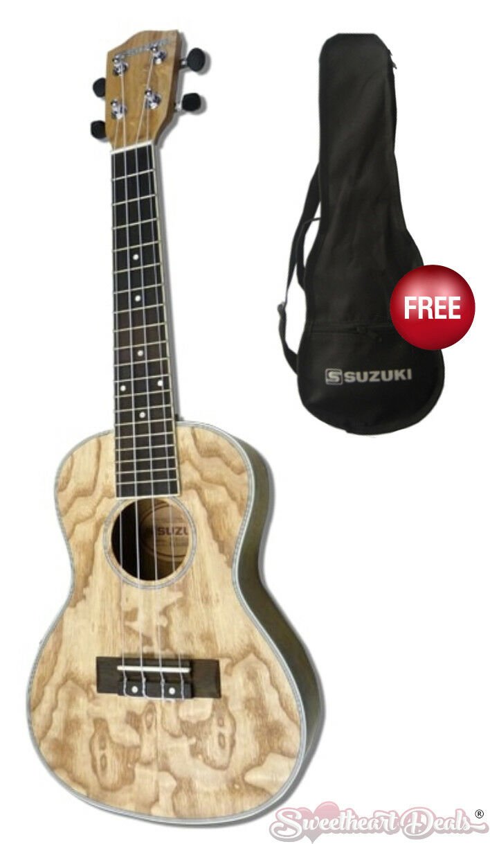 Suzuki Ukulele - 24" Concert Ash Ukulele with Free Padded Gigbag