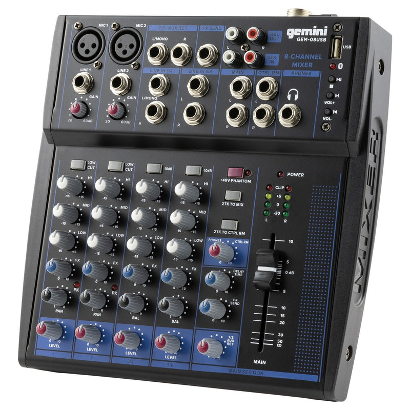 Gemini 8 Channel Compact Bluetooth Audio Mixer - GEM-08USB