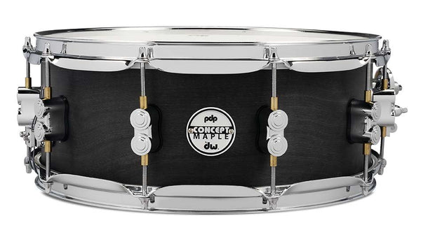 PDP Concept Series Black Wax Maple 5.5x14  Snare - Satin Black w/ Chrome