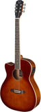 JN Guitars Left Handed Auditorium Acoustic-Electric Guitar - Dark Cherryburst