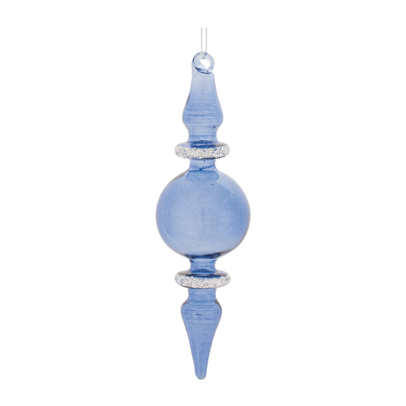 Blue Glass Finial Drop Ornament (Set of 12)