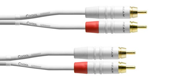 Cordial 20' Unbalanced Twin - RCA to RCA - White - CFU6CC-SNOW