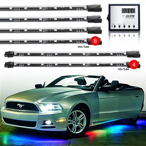 XKGLOW LED Underbody Accent Lights w/ 4 12" & 8 24" Tubes Multi-Color XK041007