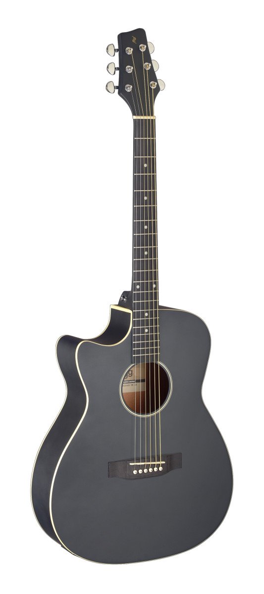 Stagg Left-Handed Acoustic Electric Cutaway Auditorium Guitar - Black