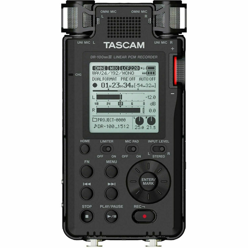 Tascam Linear PCM Recorder Road-Ready Studio-Quality 192kHz/24-bit - DR-100MKIII