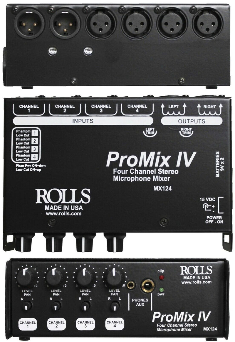 Rolls Pro-MixIV Portable 4 Channel Microphone Mixer - MX124