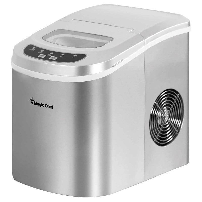 Magic Chef 27-Pound-Capacity Portable Ice Maker Silver w/ Silver Top MCIM22SV